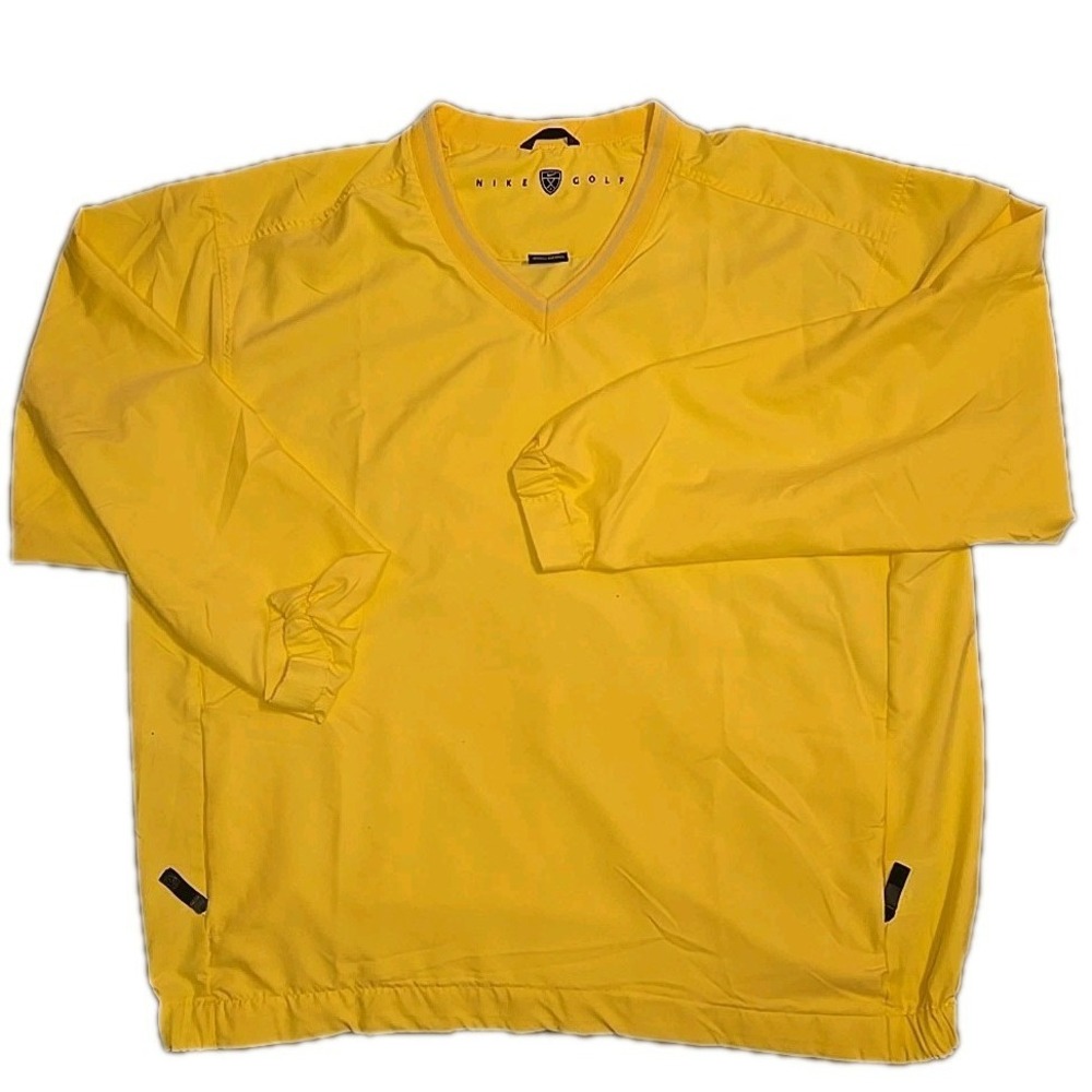 Vintage Nike Golf Men's Windbreaker Size Large Pullover Clima-Fit V Neck Yellow